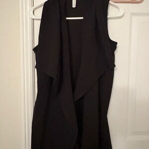 Sleeveless Draped Black Vest